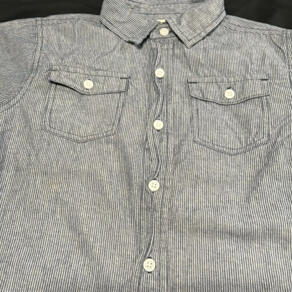 Gymboree Boys Blue/white stripe button down. Size S(5-6)